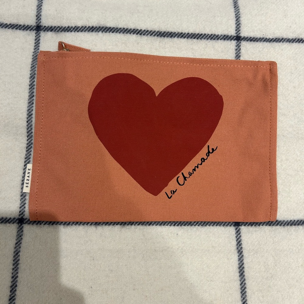 Sezane Terracotta Pouch with Red Heart